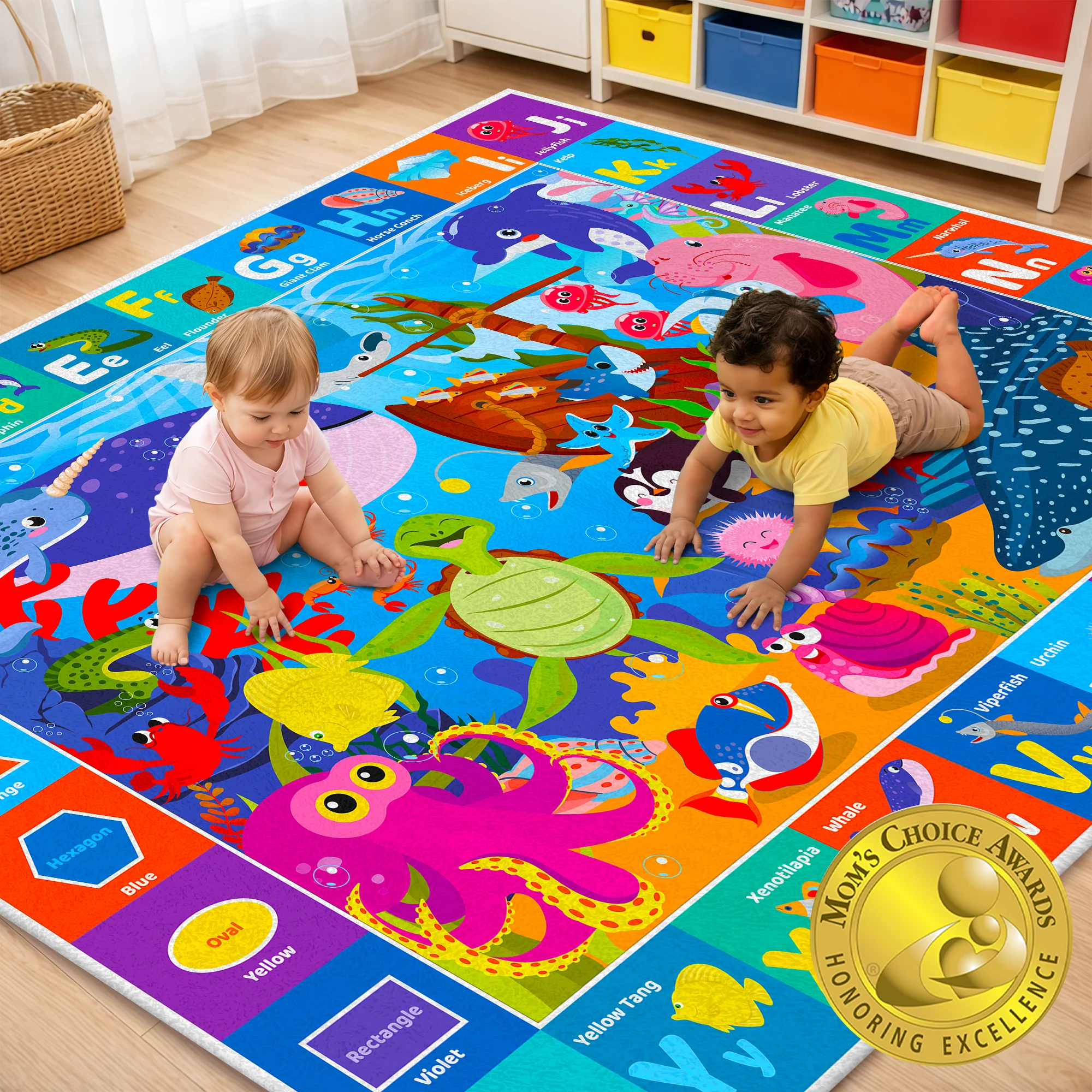 Play Rug For Baby Large Baby Play Mat For Floor | Ocean ABC Rug For Kids - QUOKKA